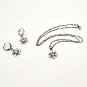 925 Silver Snowflake Necklace Earrings Set CZ Diamonds Winter Fashion Gift NEW